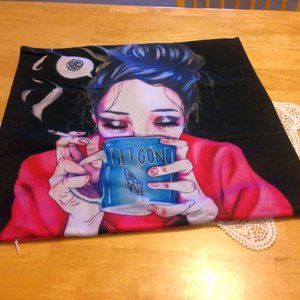 Coffee Drinking, Smoking Gal with attitude pillow cover